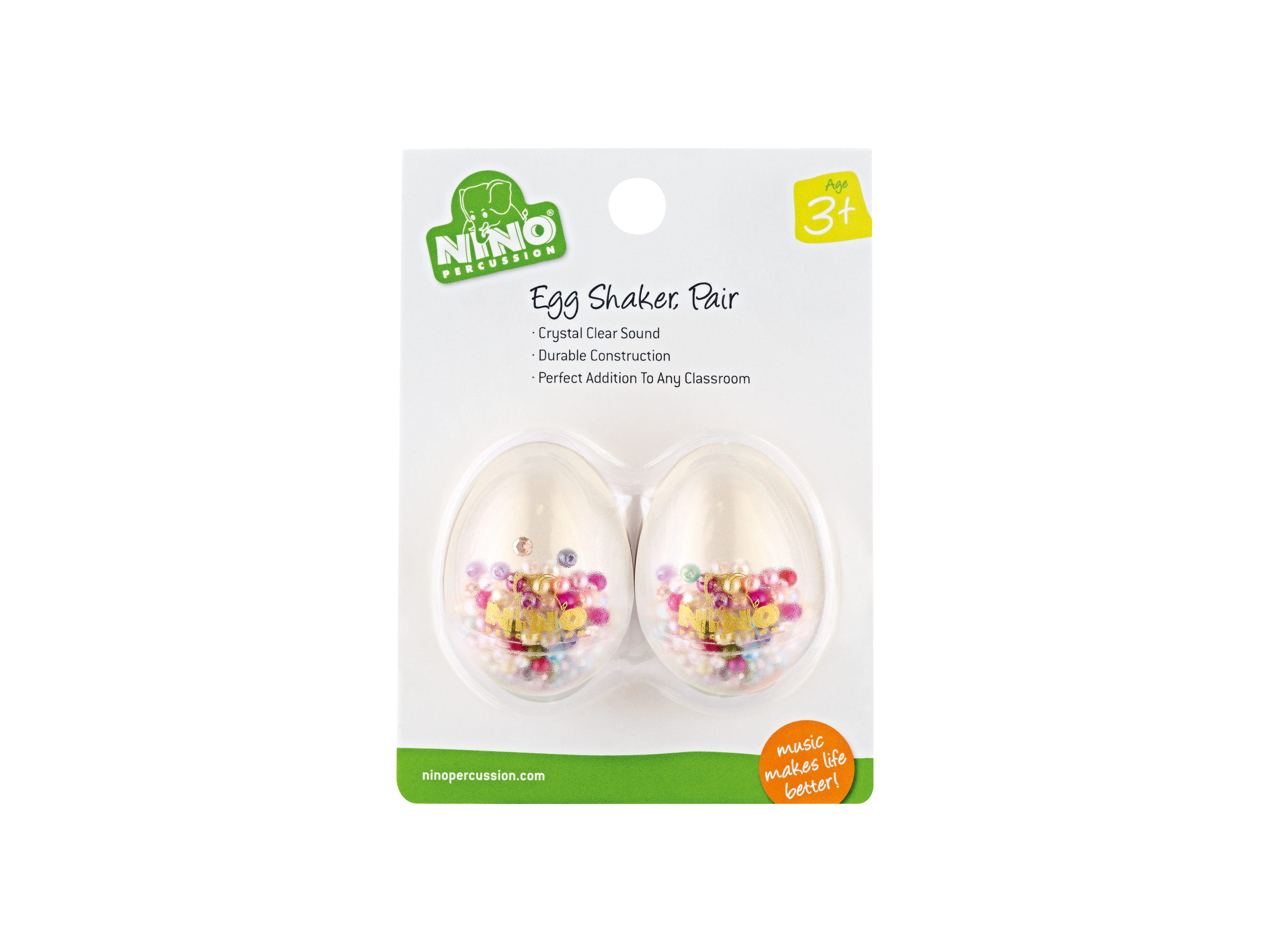 NINO540T-2 Nino Percussion Egg Shaker Transparent Paar
