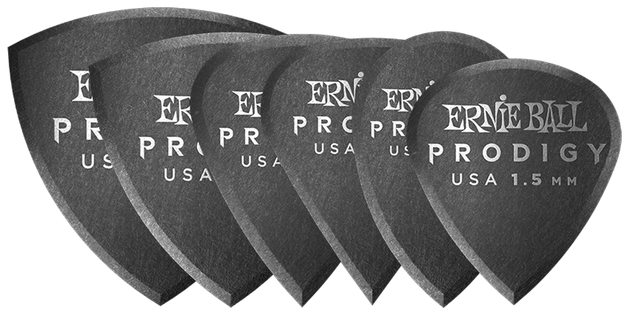 ERNIE BALL 9342 Plektren, Prodigy, Multipack, 1,50mm, schwarz, 6