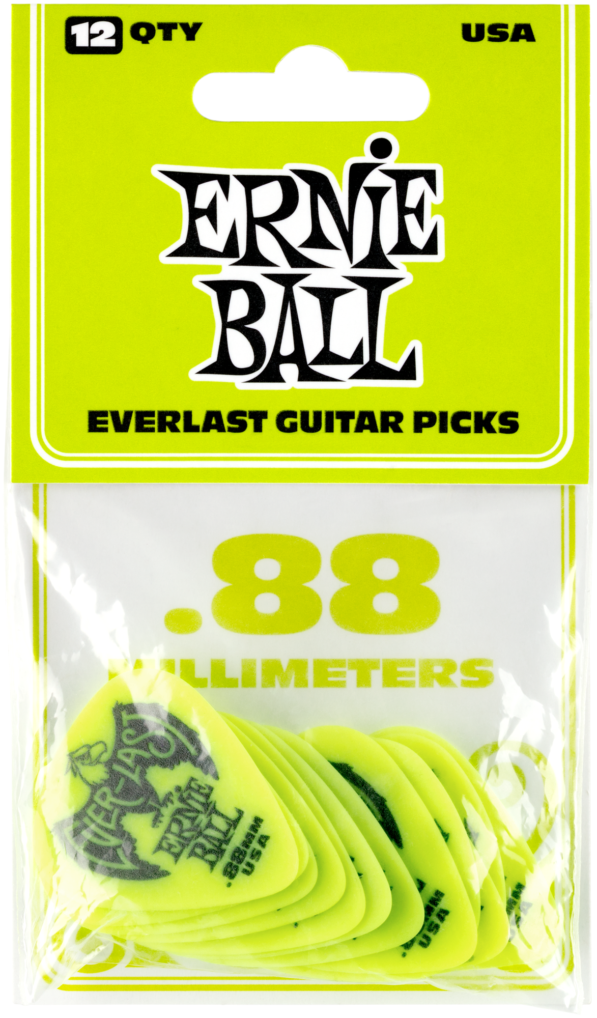 ERNIE BALL 9191 Plektren, Everlast, Heavy, grün, 12 Stück