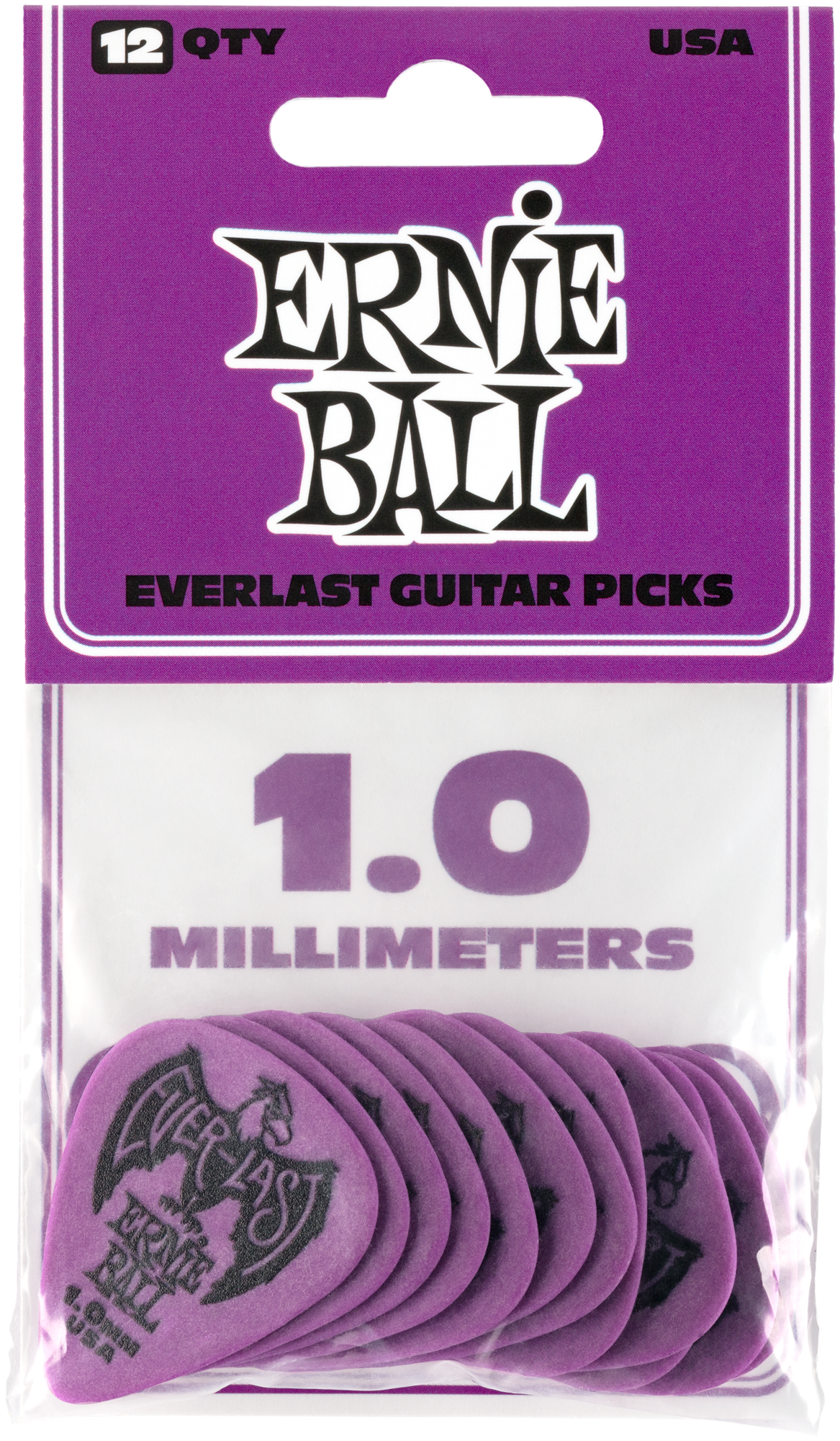 ERNIE BALL 9193 Plektren, Everlast, 1,00mm, violett, 12 Stück
