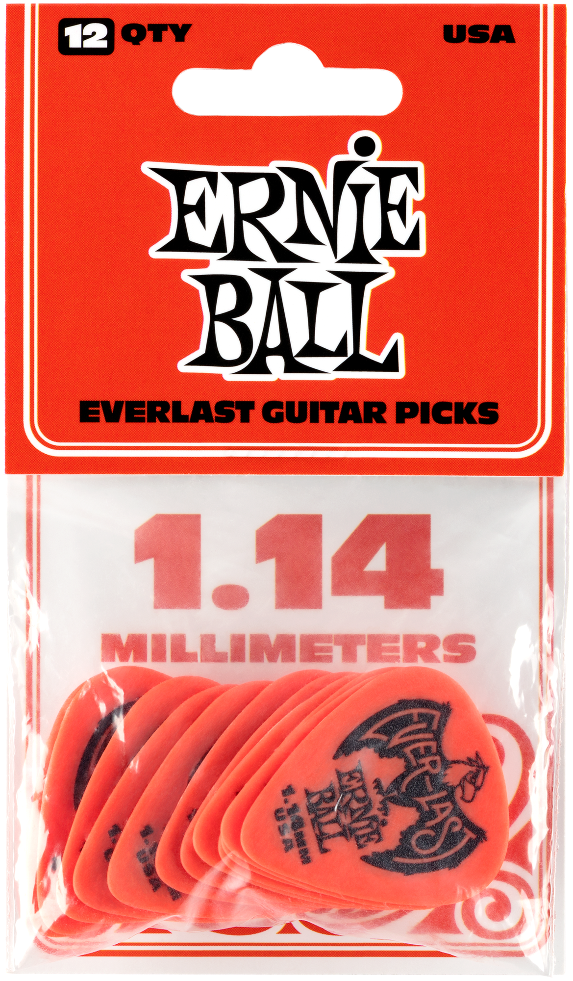 ERNIE BALL 9194 Plektren, Everlast, 1,14mm, rot, 12 Stück
